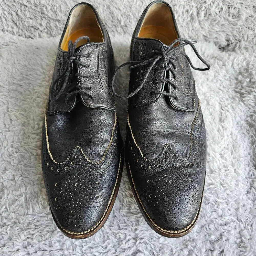 Cole Haan Men's Grand OS Lenox Hill Leather Wingtip Oxford Shoes Size 9.5M Black